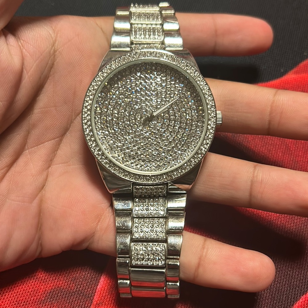 Men’s Silver-tone Diamond Watch